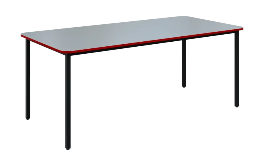 JSBR 190N Jídelní stůl 1900 x 900 mm, deska šedá s hranou červená flamengo / podnož černá